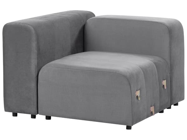 Soffa 3-sits Modulär Grå Sammet Sektionssoffa med Svarta Ben Modernt Vardagsrum