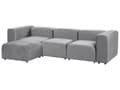 Miniatyrbild 4 av 11: Soffa med Fotpall 3-sits Modulär Grå Sammet Sektionssoffa med Svarta Ben Modernt Vardagsrum