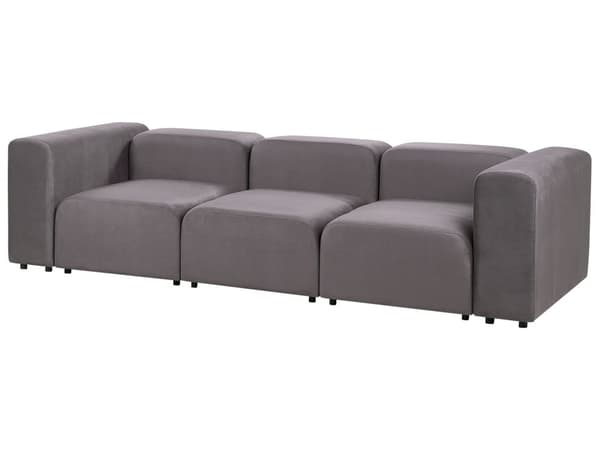 3 seters Modulær Sofa Mørkegrå Fløyel Seksjonssofa Sofa Sofa med Svarte Ben Moderne Stue