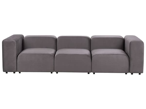 3 seters Modulær Sofa Mørkegrå Fløyel Seksjonssofa Sofa Sofa med Svarte Ben Moderne Stue