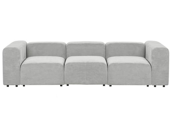 3-seters Modulær Sofa Grå Kordfløyel Seksjonssofa Sofa med Svarte Ben Moderne Stue