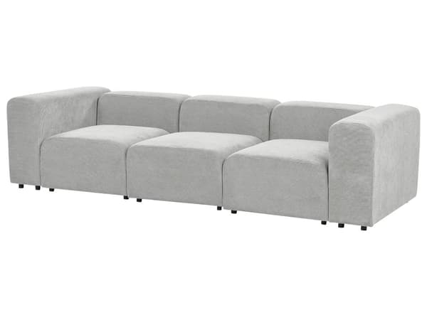 3-seters Modulær Sofa Grå Kordfløyel Seksjonssofa Sofa med Svarte Ben Moderne Stue