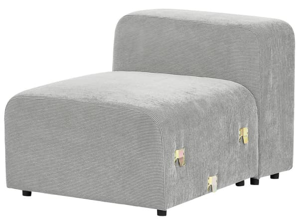 3-seters Modulær Sofa Grå Kordfløyel Seksjonssofa Sofa med Svarte Ben Moderne Stue