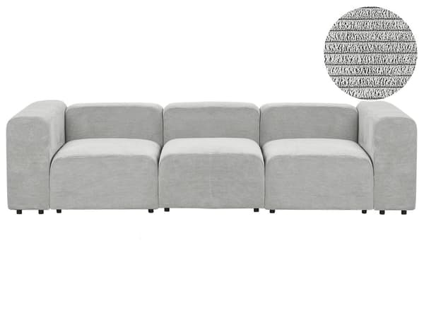 3-seters Modulær Sofa Grå Kordfløyel Seksjonssofa Sofa med Svarte Ben Moderne Stue