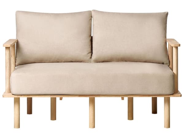 Soffa Beige Polyester Tygklädsel 2-sits Japandi Minimalistisk stil