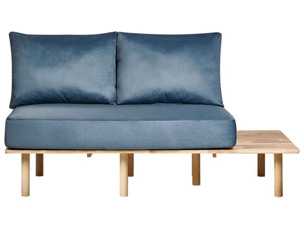 Sofa Mørkeblå Polyesterstoff 2-seter med Sammenleggbart Ryggstøttebord Japandi-stil
