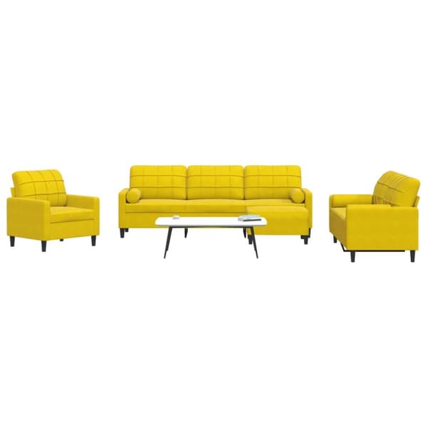 sofasæt 4 dele med hynder og bolsterpuder velour gul