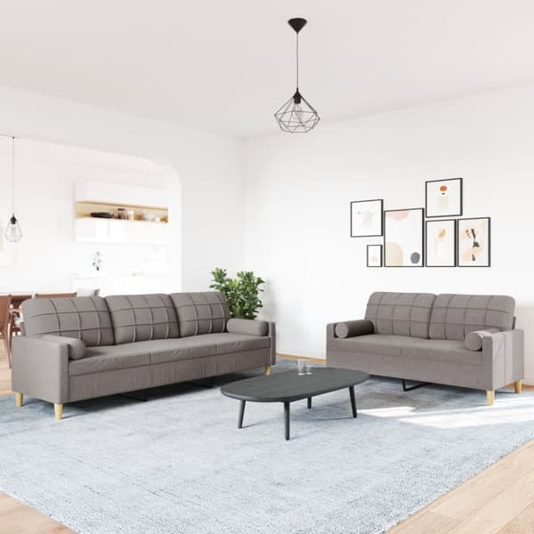 sofasæt 2 dele med pyntepuder stof gråbrun