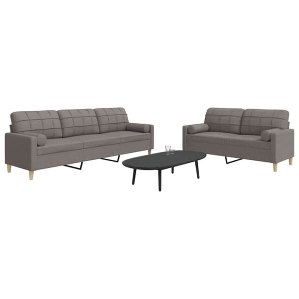 sofasæt 2 dele med pyntepuder stof gråbrun