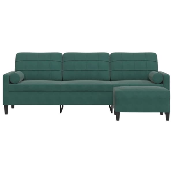 3-sitssoffa med fotpall mörkgrön 210 cm sammet