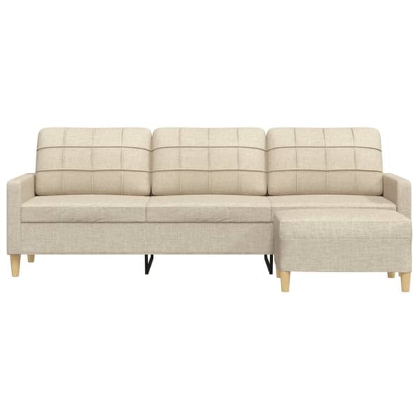 3-sitssoffa med fotpall gräddvit 210 cm tyg