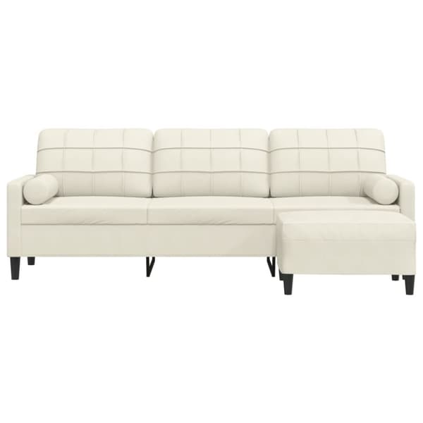 3-sitssoffa med fotpall gräddvit 210 cm sammet