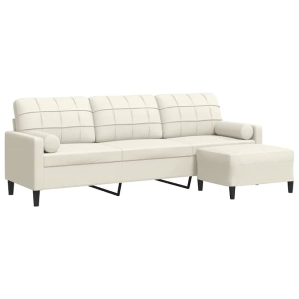 3-sitssoffa med fotpall gräddvit 210 cm sammet