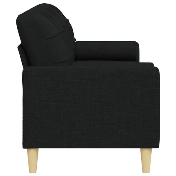 3-sitssoffa med prydnadskuddar svart 210 cm tyg