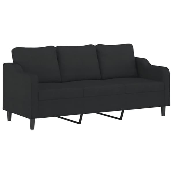 3-sitssoffa med fotpall Svart 180 cm tyg