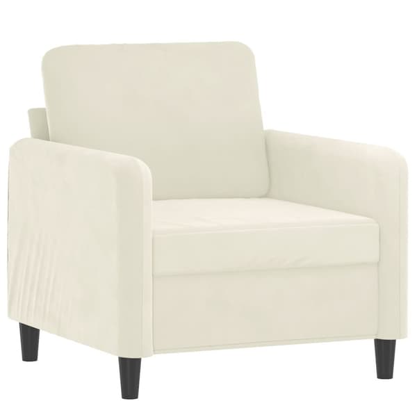 sofastol med fodskammel 60 cm velour cremefarvet