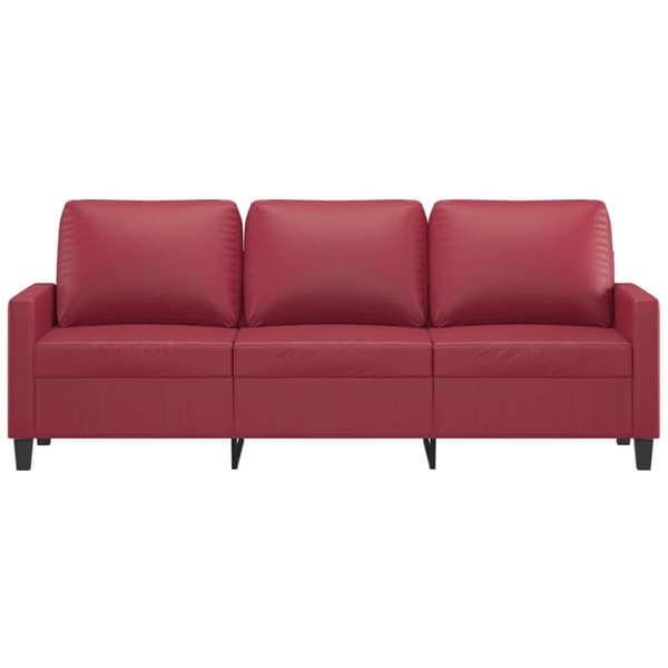 3-sitssoffa vinröd 180 cm konstläder