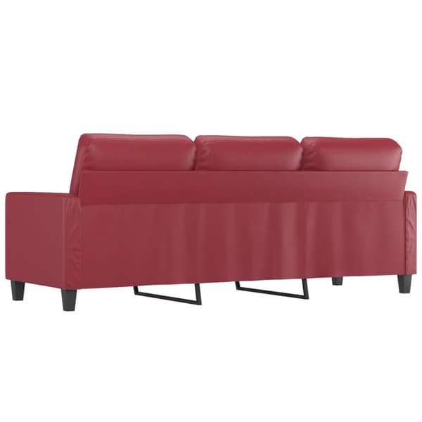 3-sitssoffa vinröd 180 cm konstläder