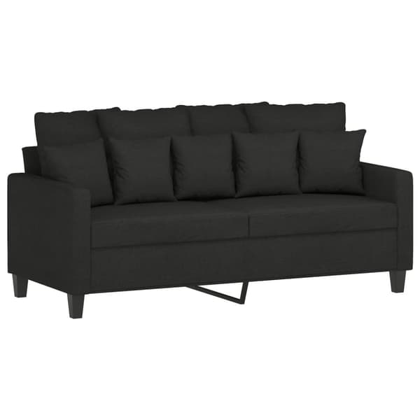 sofasæt 3 dele med hynder stof sort