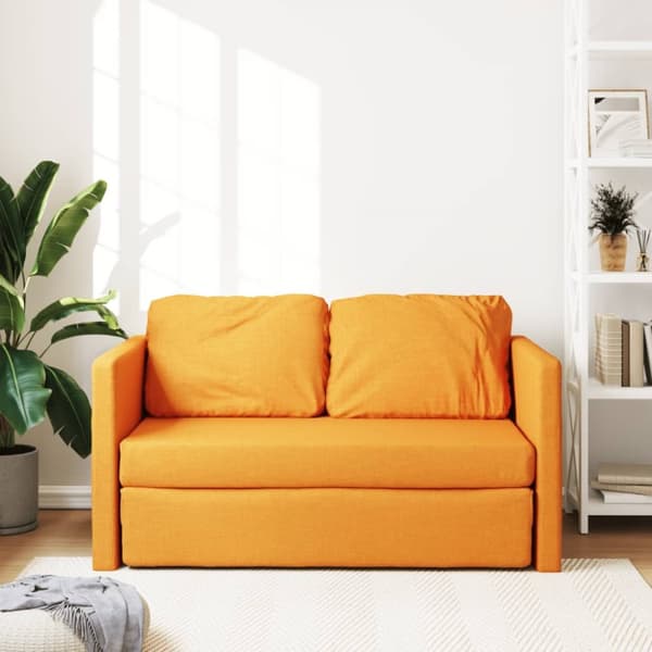 Golvbäddsoffa 2-i-1 mörkgul 112x174x55 cm tyg