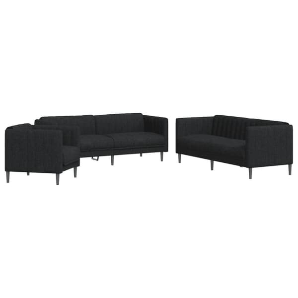 3-osainen lounge-setti, musta, verhoiltu kankaalla