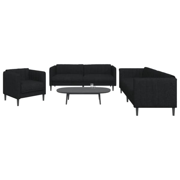 3-osainen lounge-setti, musta, verhoiltu kankaalla