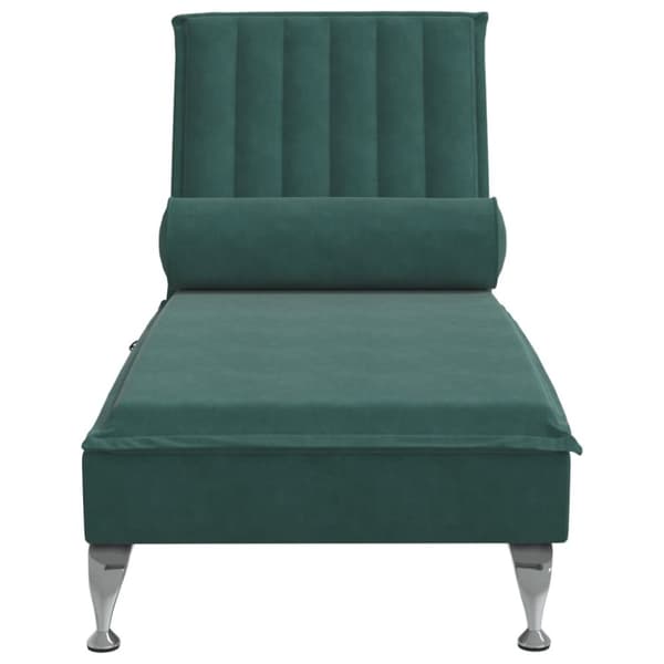 Massageschäslong med bolster mörkgrön sammet