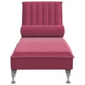 Miniatyrbild 4 av 10: Massageschäslong med bolster vinröd sammet