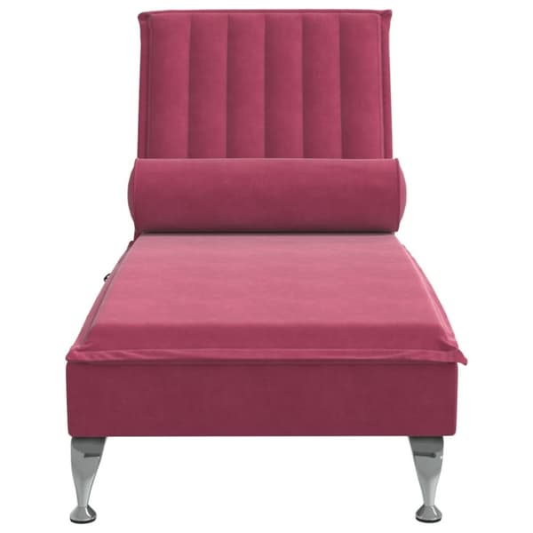 Massageschäslong med bolster vinröd sammet