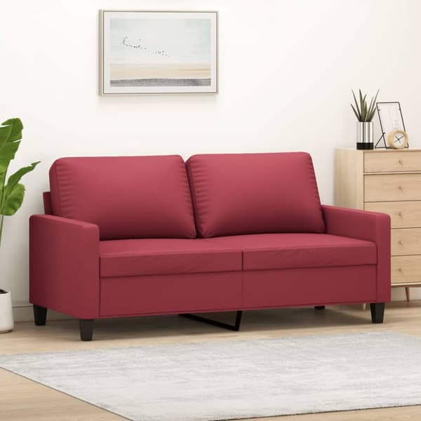 2-sitssoffa vinröd 140 cm fuskläder