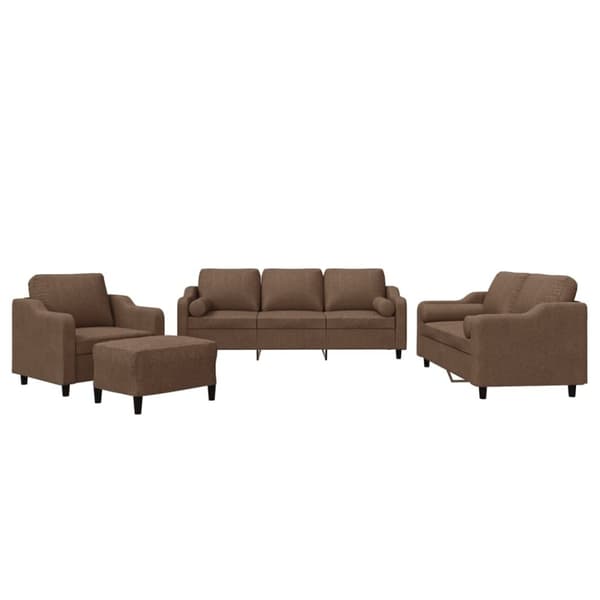 sofasæt 4 dele med puder stof brun