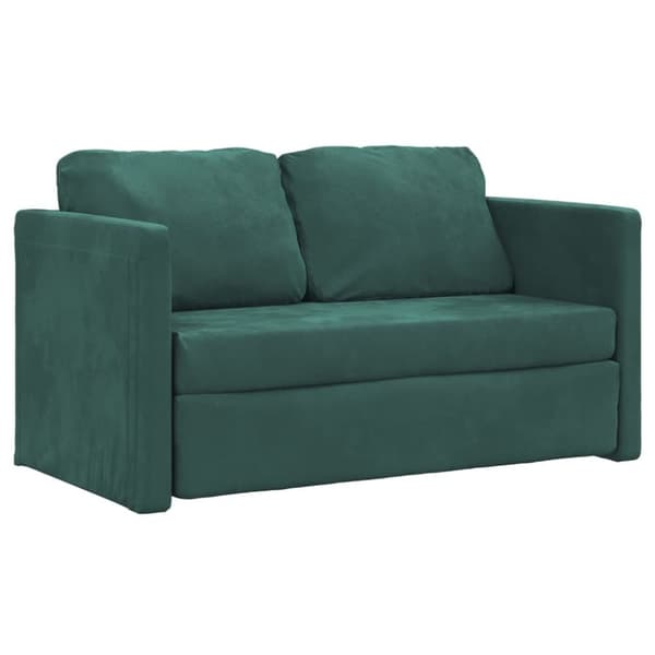 2-i-1 sovesofa 122x204x55 cm velour mørkegrøn