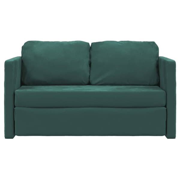 2-i-1 sovesofa 122x204x55 cm velour mørkegrøn