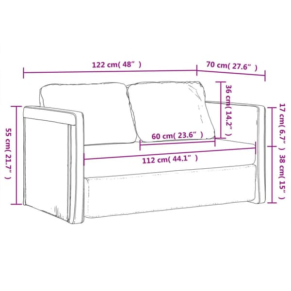 2-i-1 sovesofa 122x204x55 cm velour mørkegrøn