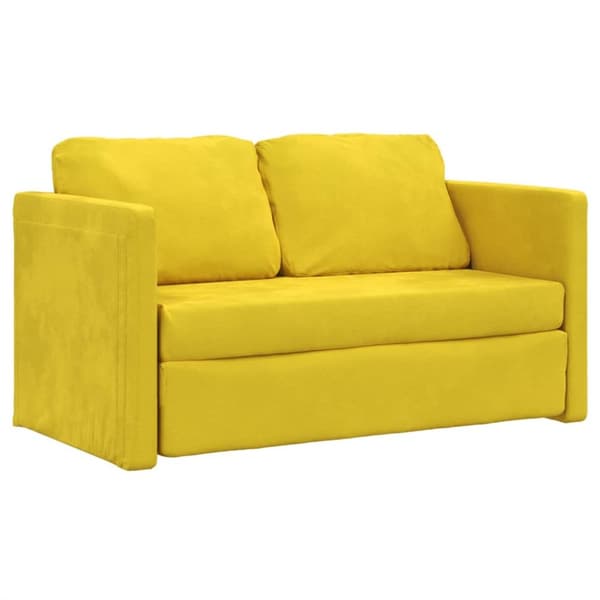 Golvbäddsoffa 2-i-1 mörkgul 122x204x55 cm sammet