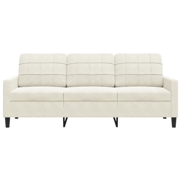 3-sitssoffa gräddvit 180 cm sammet