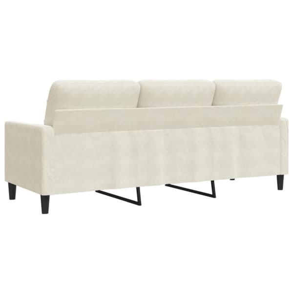 3-sitssoffa gräddvit 180 cm sammet