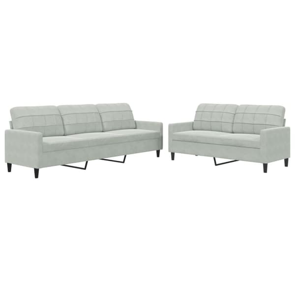 2-osainen lounge-setti, verhoiltu sametilla, vaaleanharmaa