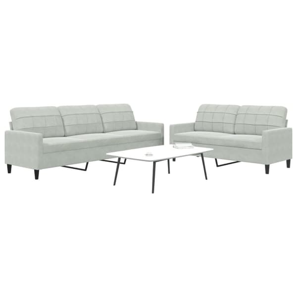 2-osainen lounge-setti, verhoiltu sametilla, vaaleanharmaa