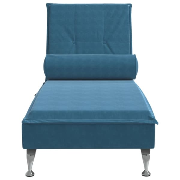 Massageschäslong med bolster blå sammet