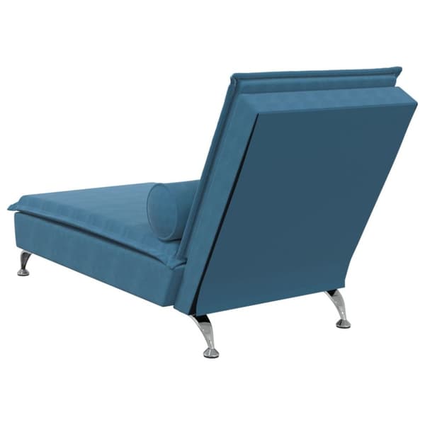 Massageschäslong med bolster blå sammet