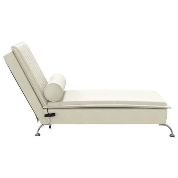 Massageschäslong med bolster gräddvit sammet