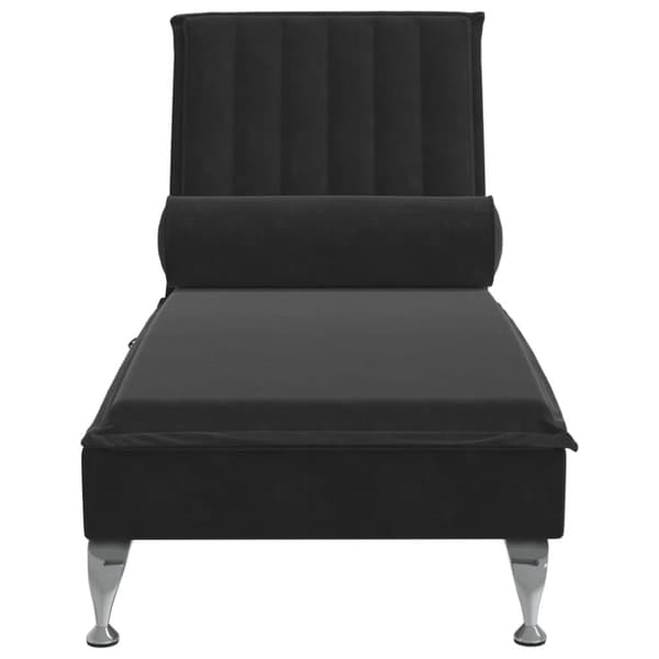 Massageschäslong med bolster svart sammet