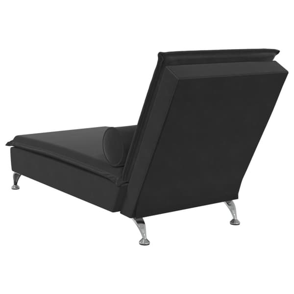 Massageschäslong med bolster svart sammet