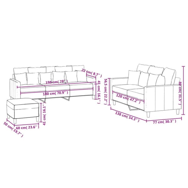 3-osainen lounge-setti, verhoiltu sametilla, sininen