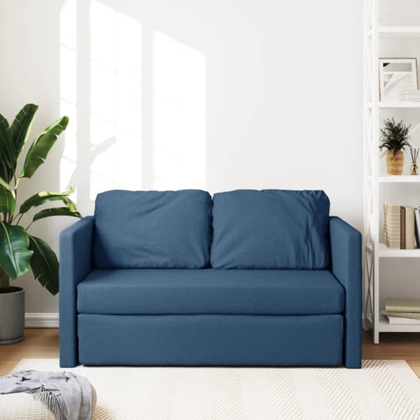 Golvbäddsoffa 2-i-1 blå 112x174x55 cm tyg