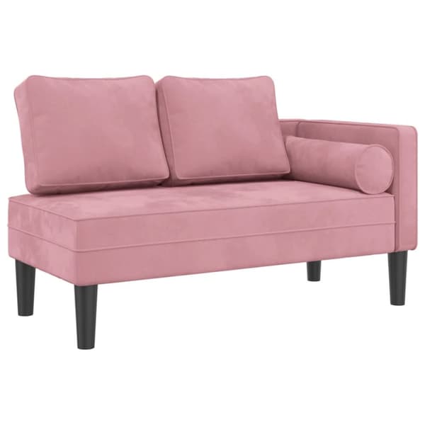 Schäslong med dynor rosa sammet