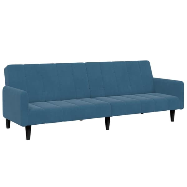 Bäddsoffa 2-sits med fotpall blå sammet