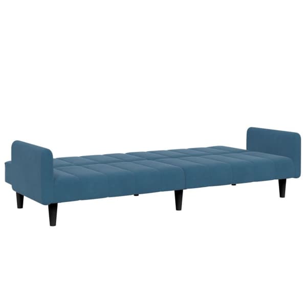 Bäddsoffa 2-sits med fotpall blå sammet