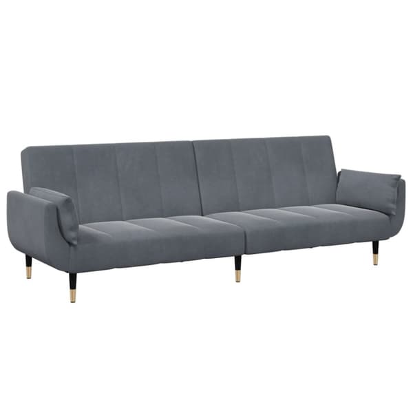 Bäddsoffa 2-sits med fotpall mörkgrå sammet